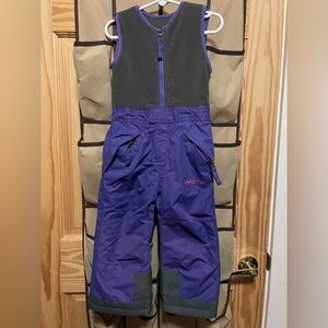2T Purple and Black Snow Bib Overalls